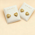 Mini aretes nugget corazon  en  oro 14 real