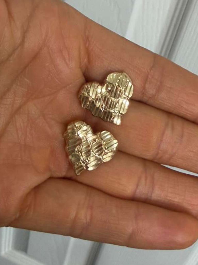 Aretes tipo nuggets en oro real 14 k