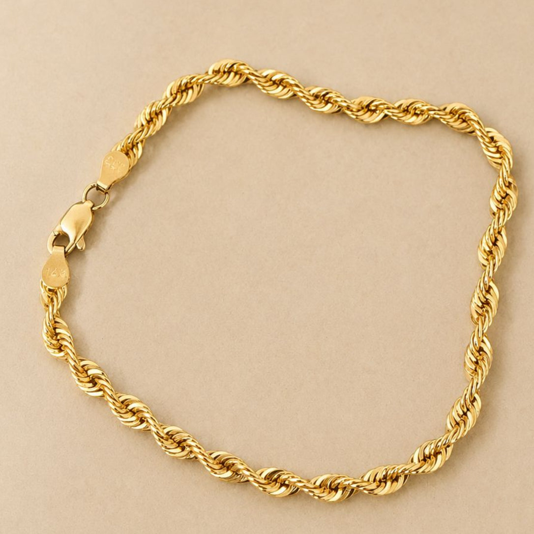 Esclava tipo torzal en oro real 14 k