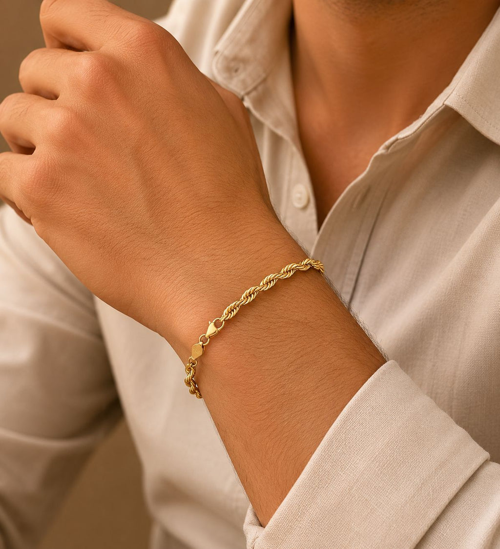 Esclava tipo torzal en oro real 14 k