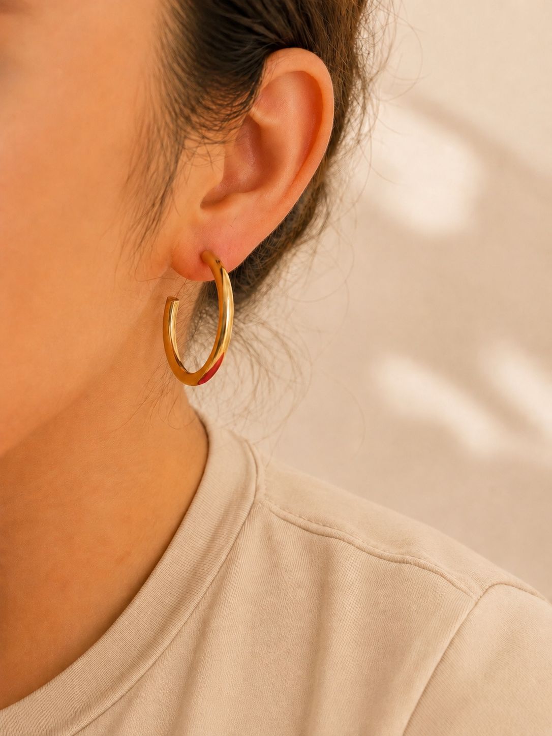 Arracadas lisas en oro real 14 k