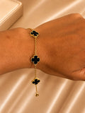 Esclava trebol negro en oro real 14k