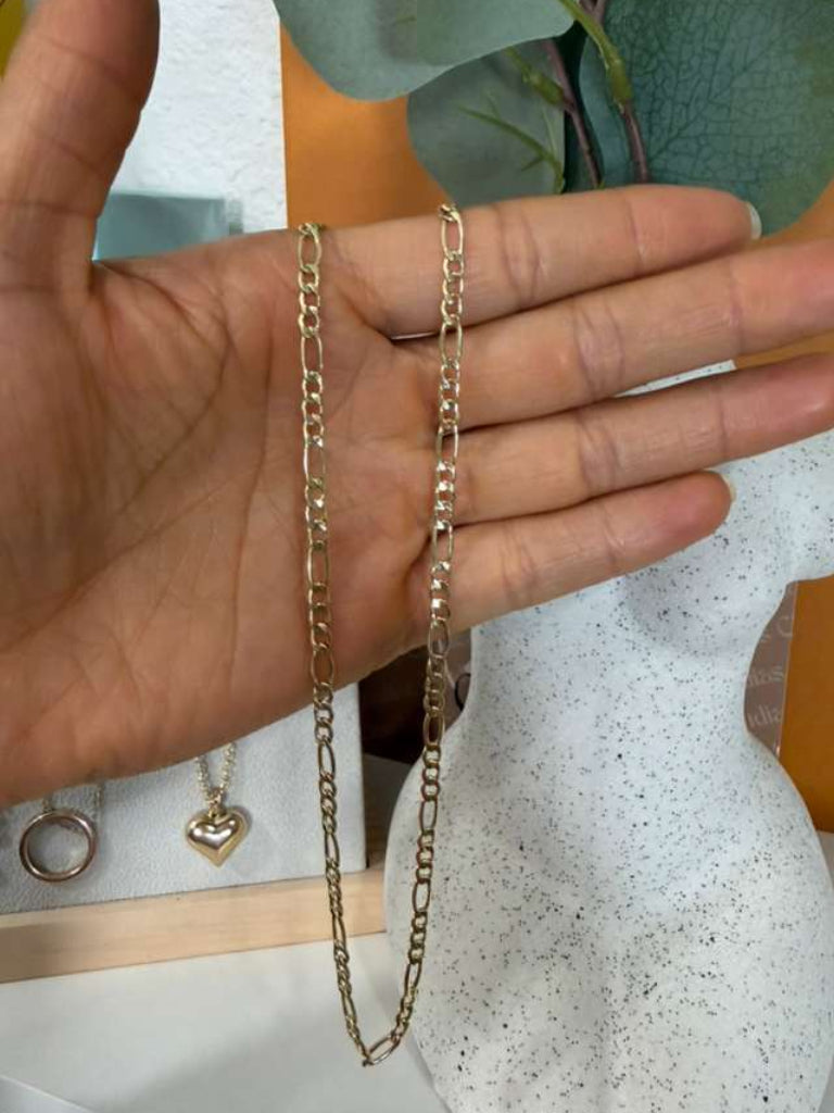 Cadena tipo figaro en 14 k oro real