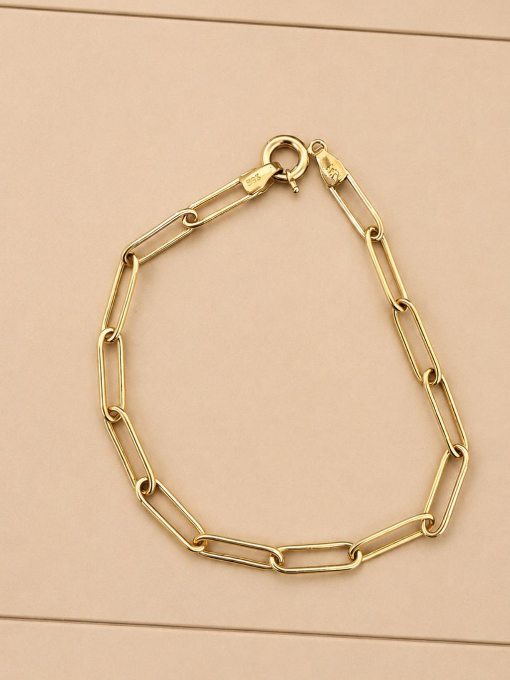 Esclava tipo paper clip en oro real 14 k