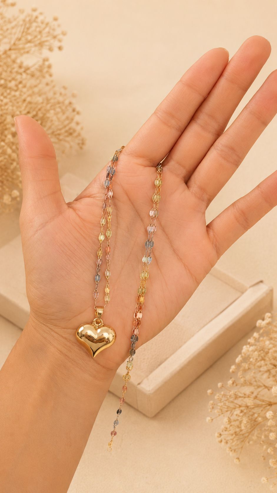 Cadena tipo espejo y dije de corazon