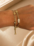 Esclava mónaco clover en oro real 14k