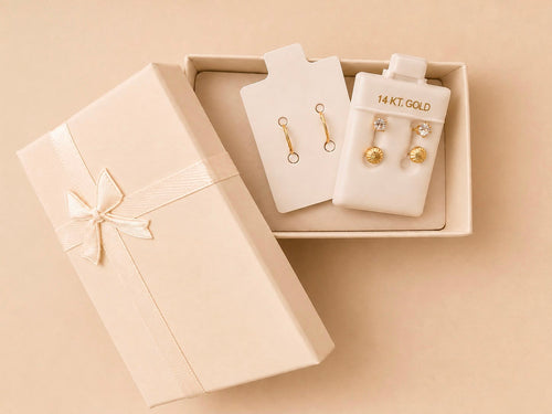 Aretes de piedra doble en oro real 14k